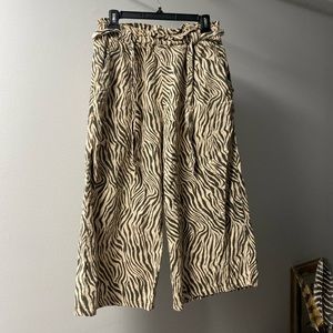 Cotton On Cropped Wide Leg Zebra Pants Animal Print - US Size 10